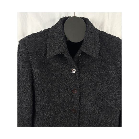 VTG Earl Rutenberg Black Cropped Textured Jacket Blazer Button LARGE Women's - Picture 7 of 10